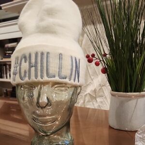 White Beanie with Grey 'CHILLIN' Embroidery